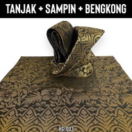 SET TANJAK 2 METERS HITAM GOLD DEWASA 2 METERS | PREMIUM SONGKET