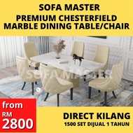 Premium Chesterfield Marble dining table set 6 seater 8 seater chesterfield dining chair marble table premium quality