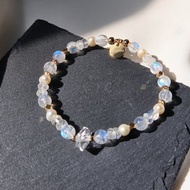 月光泡泡 玻璃體藍月光石 赫基蒙 珍珠水晶手鍊