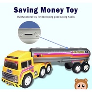 RANDOM 2in1 Children Construction Oil Tanker Truck Saving Coinbox Push & Pull Toy | Mainan Kenderaan