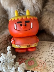 古董復古日本銀行企業娃娃存錢筒儲金箱怪獸玩具 W285C