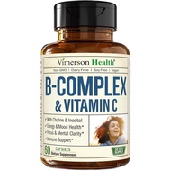 Vitamin B Complex with Vitamin C & Folic Acid (Folate) - 8 High Potency B Vitamins: B1, B2, B3, B5, 