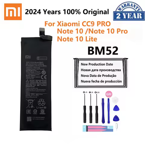 100% Original BM52 5260mAh Phone Battery For Xiaomi Mi Note 10 Lite / Note 10 Pro / CC9pro CC9 Pro R