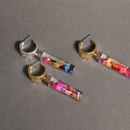 [ZANZAN ZANZAN] Anti-Allergic Steel Pin-Acrylic Colorful Stone Dangling Earrings [Ek20bg001 _ Sus]