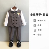 Wedding Boys ชุดสูท เด็กวัยหัดเดิน 1st Birthday Page Boy Small Western ชุดสูท Boys Set ฤดูใบไม้ร่วง 