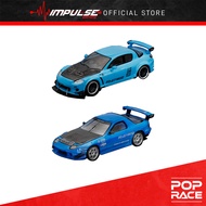 PopRace 1/64 Diecast Mazda RX-8 Re-Amemiya Light Blue / Mazda RX-7 FC3S Re-Amemiya Blue