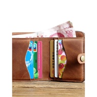 dompet lelaki kecil dompet Dompet pendek kasual kulit lelaki buatan tangan asli