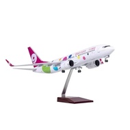 FW Plane Model 47cm B737 9air.Com Collectible Aircraft Resin Die-Cast Airplane Toy With Wheels & Led