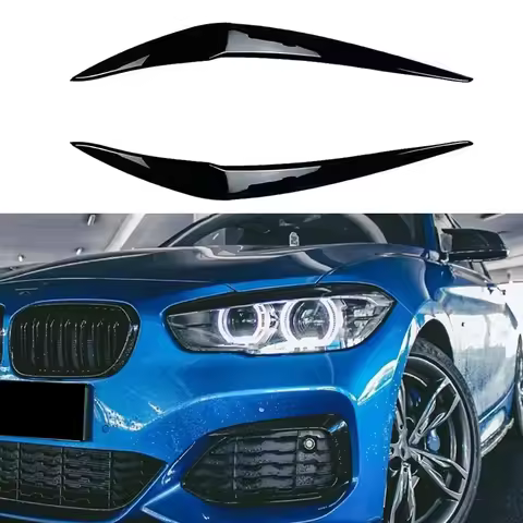 2Pcs/set Headlight Cover Eyelid Gloss Black Eyebrow For BMW 2015-2018 F20 F21 1-Series 116i 118i 120