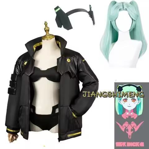 Anime Cyberpunk Edgerunners Rebecca Cosplay Costume Jacket Wig Tattoo Stickers Headwear Suit Hallowe