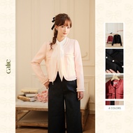 Tweed evening coat with round fringe, high quality tweed plaid fabric, luxurious fashion Calie Ak075