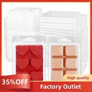 Wax Melt Clamshells Molds, Clear Plastic Cube-Tray 6-Cavity Clear Empty Plastic Square & Heart Shape