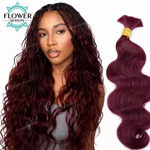 Bulk Human Hair For Braiding Body Wavy Double Drawn Color 30 27 99J Bulk Hair Wholesale for Boho Bra