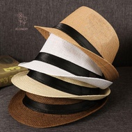 SHOUKEY Straw Panama Cap Summer Gangster Cap Beach Cowboy Fedora Hat