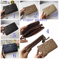 women wallet purse wrist bag zipper wallet coin purse 2 zipper compartments large capacity 87591