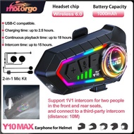 10M Clear 1V1 Motorcycle Intercom& 3rd Party Link  | BT 6.0 for Rider and Passenger | IP56 Waterproo