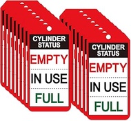 50 Pack Gas Cylinder Status Tags 5.75 x 2.875 Inch Cylinder Helium Oxygen Empty, in Use, Full Cards 3-Part Perforated Tags for Checking The State of The Cylinder (Red)