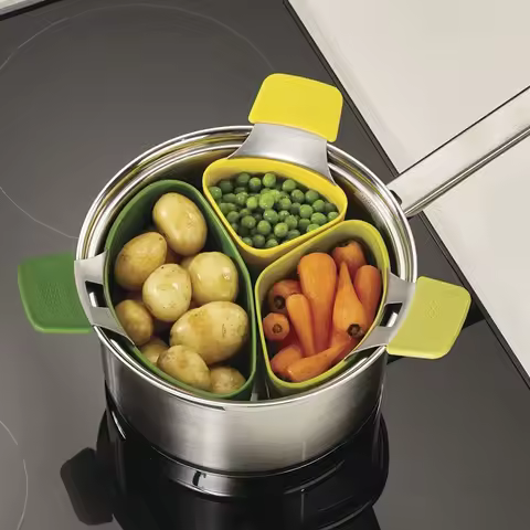 3 Pcs Silicone Egg Steamer Steaming Food Basket Mesh Food Fruit Vegetable Vapor Cooker Dish Steamer 