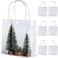 10PCS Clear Plastic Gift Bags with Handle,Reusable PVC Plastic Gift Wrap Tote Bag for Halloween Christmas Boutique Wedding Birthday Baby Shower Party Favor