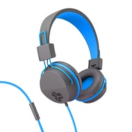 JLab Neon On-Ear Wired Headphones, Graphite/Blue, Feather Light, Ultra-plush Eco Leather, 40mm Drive