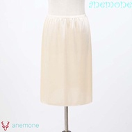 ANEMONE Dress Underskirt Slips, Satin Silk Thin Safety Skirt Petticoat, Fashion High Waist Lining Pe
