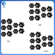 10Pack Plum-Blossom Hand Tightening Rubber- Nuts Black Thumb Nuts Star Mechanical Thumb Nuts