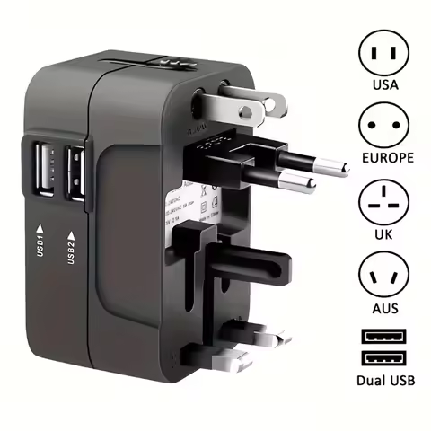 2 USB Charging Universal Travel Adapter International Plug Adapter World Travel AC Power Converter S