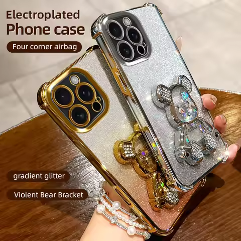 Bear Glitter Phone Case for VIVO S30 S20 S19 S18 S17E S17 Pro IQOO Neo 10 Pro Plus 9 Rhinestone Stan