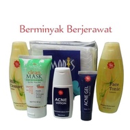 Viva Paket Anti Jerawat Clean Mask Oil / Milk Cleanser Face Tonik Lemon / Green Tea / Acne Lotion & 