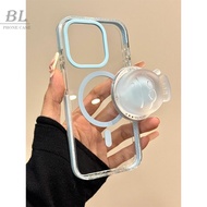 Solid Color Crystal Taiyaki Magnetic Bracket Suitable For iPhone 16 15 14 13 Pro Max i15 i16 16pro P