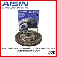 ✟ ◆ AISIN CLUTCH SET for Toyota Vios / Yaris 1nz-fe/2nz-fe (2004 - 2020) 8" 21T | High Premium |