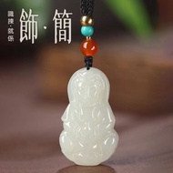 新疆璽晶級和田玉白玉淨瓶觀音吊墜 附證書