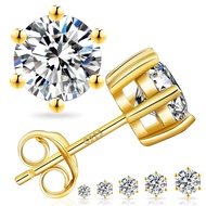 KRKC&CO Moissanite Studs Earrings, Sparkly Lab Created Diamond Earrings, S925 Sterling Silver, 0.6/1