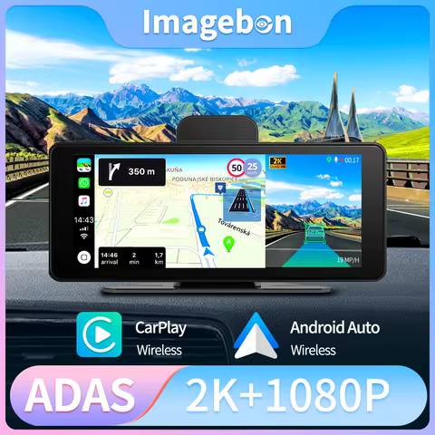 Imagebon 6.86" 2K Car DVR Android Auto & Carplay ADAS Dash Cam WiFi AUX Rearview Dual Len Video Reco