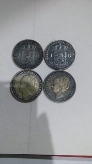 Koin BENGGOL Perak SATU 1 Gulden 1897 1929 silver WILHELMINA BELANDA