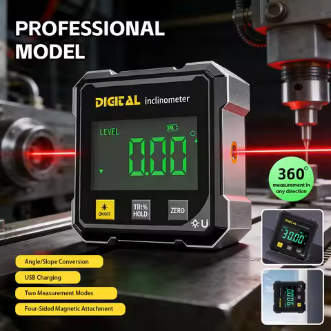 Digital Angle Gauge Inclinometer with Magnetic Level 2-Line Laser Line Electronic Slope Meter for Ho