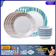 [sgstock] Corelle Everyday Expressions 12-Pc Dinnerware Set, Service for 4, Durable and Eco-Friendly, Higher Rim Glass P