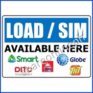 ┛ ➩ ☸ Laminated Signages Load Available Here Sticker Signage PVC Sign Boards Load SIM Available her