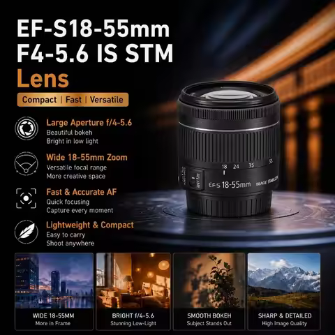 95% New Genuine For Canon EF-S 18-55mm f/4-5.6 IS STM Zoom Lens Auto Focus Lens For Canon 200D 80D 9