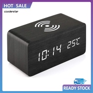 COOD Retro Home Desk Mute LED Digital Wireless Charging Sound Control Alarm Clock