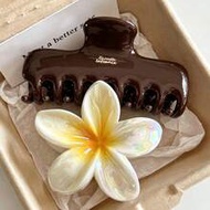 2pcs/1pc Women's 8.5cm/3.34in Yellow Flower Brown Lightweight Plastic Hair Claw Clip, Fashionable Ve
