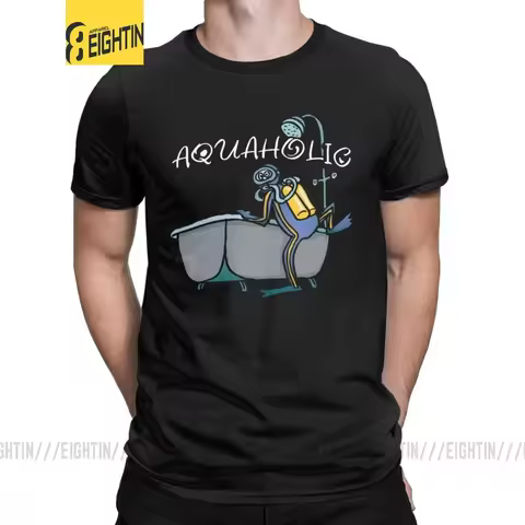 Funny SCUBA Diving T Shirt for Men Pure Cotton Vintage T-Shirts Dive Diver Sea Snorkeling Sports Tee