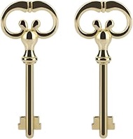 KY-8 (D-1902) Scroll Table Lock Key, Brass Antique Skeleton Key [Gold - Pack of 2]