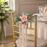 KOZEEY Portable Aisle PEW Flower Arrangement, Aisle Chair Back Floral Decors for Ceremony Decor