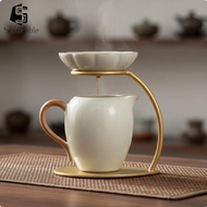 Serenable Ceramic Pouring Vessel Jade Texture Tea Separation Kettle Infuser for Tea Brewing and Serv