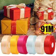 [3-5 Days Arrive]Polyester Satin Ribbon 91M Roll, Wrinkle-Free Craft Ribbon for Wedding/Gift Wrappin