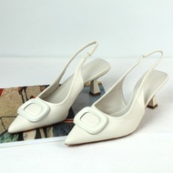 New store openingChic White Point Toe Slingback Heels Women Summer Sandals 2025 Fashion Designer Bra