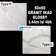 GRANIT LANTAI 60X60 GLOSSY PUTIH MARMER ABU CARARA IKAD/ Granit 60x60