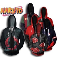 【CustomFashion】Naruto Zipper Hoodies Sasuke Uzumaki Custom 3D Printed Cosplay Zip Jacket Casual Man Anime Cartoon Clothe