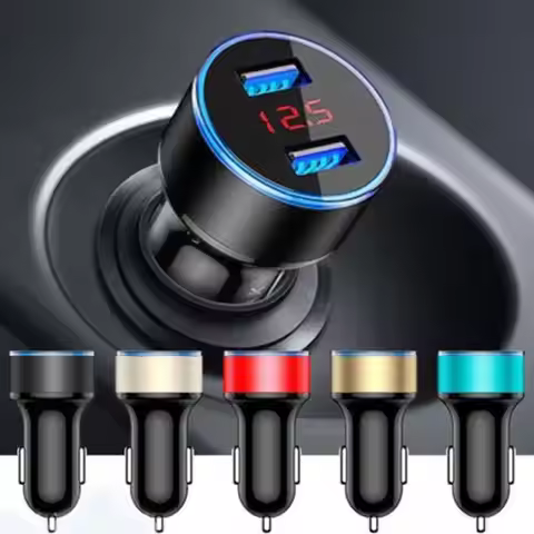 5V 3.1A Car Charger Dual USB QC 2-Port Adapter Cigarette Lighter LED Voltmeter For iphone 14 13 U0M9